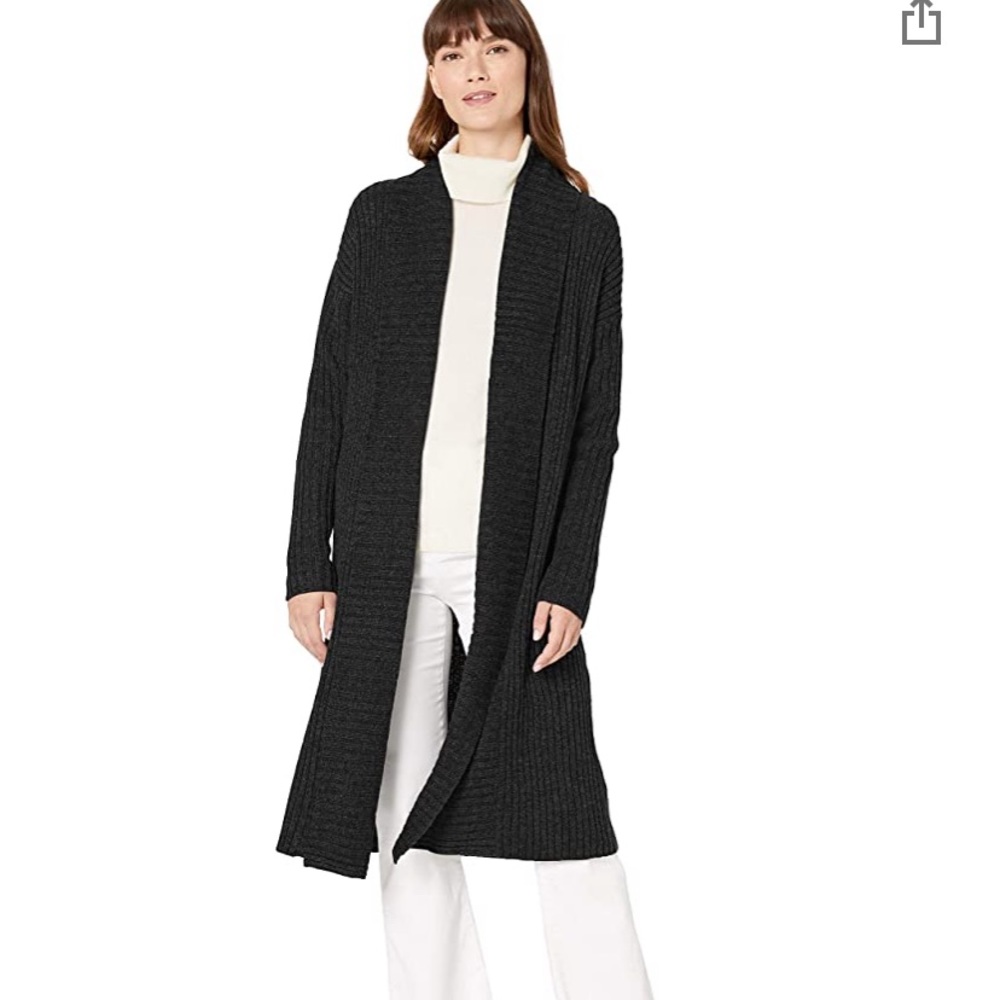 Long comfy dark charcoal/black cardigan sweater